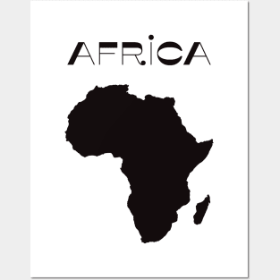 Black Map of Africa 70s Style Posters and Art